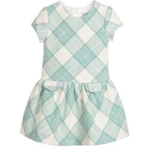 Wool plaid dress with sparkly silver woven throughout